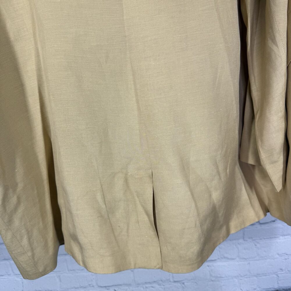 Terry Lewis Silk Linen Blazer Womens 1X Tan Beige Lightweight Oversized Jacket - Picture 4 of 11